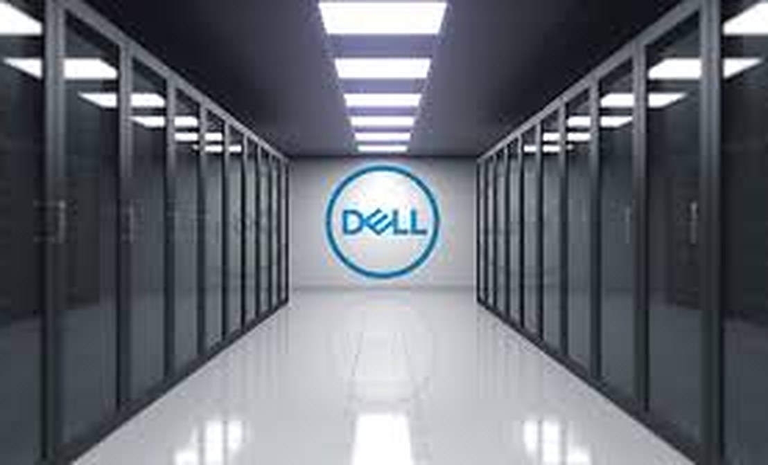 A data centre aisle lined with server cabinets